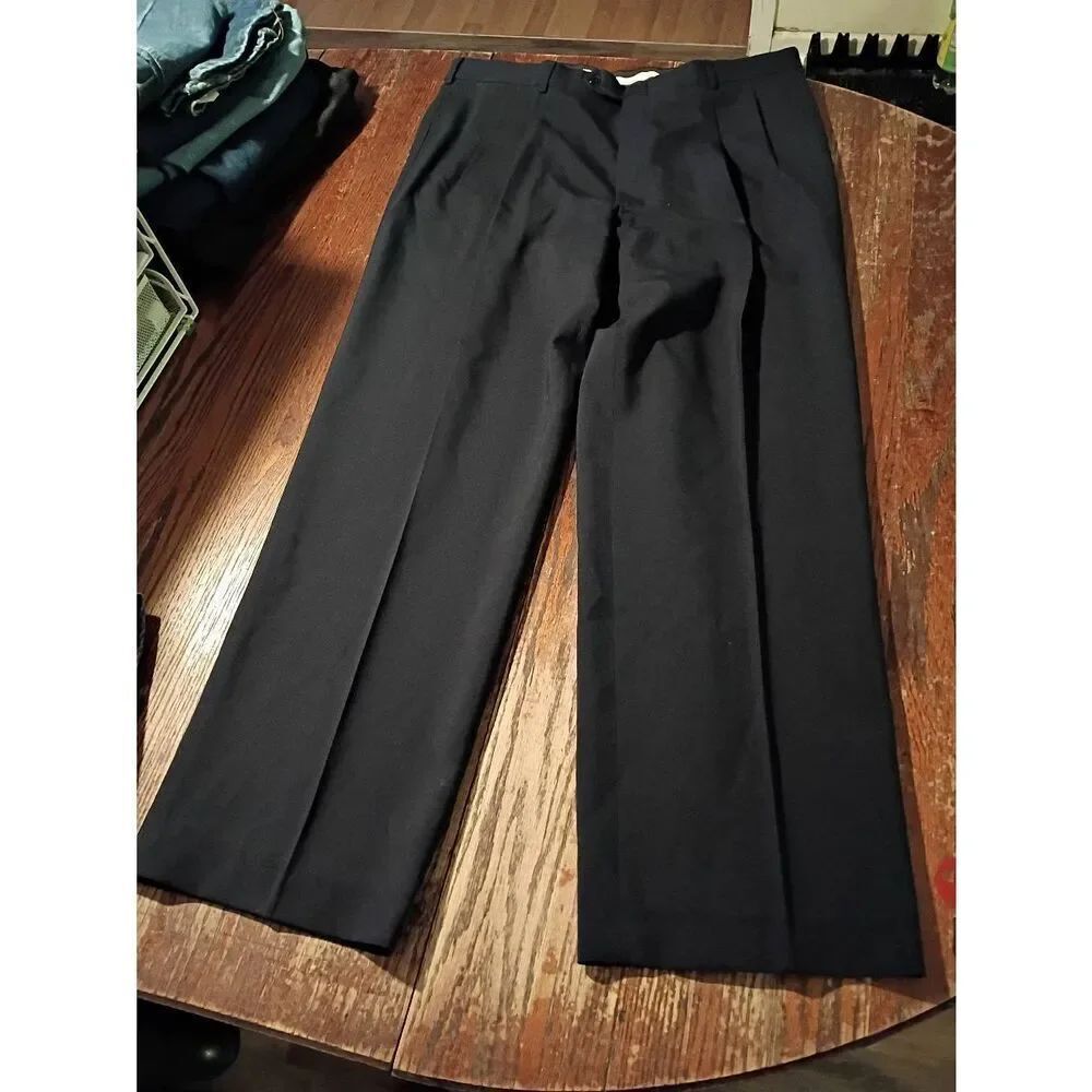 New 38x30 Blue Wool Blend Continental Airlines Dress Pants Pleated Front